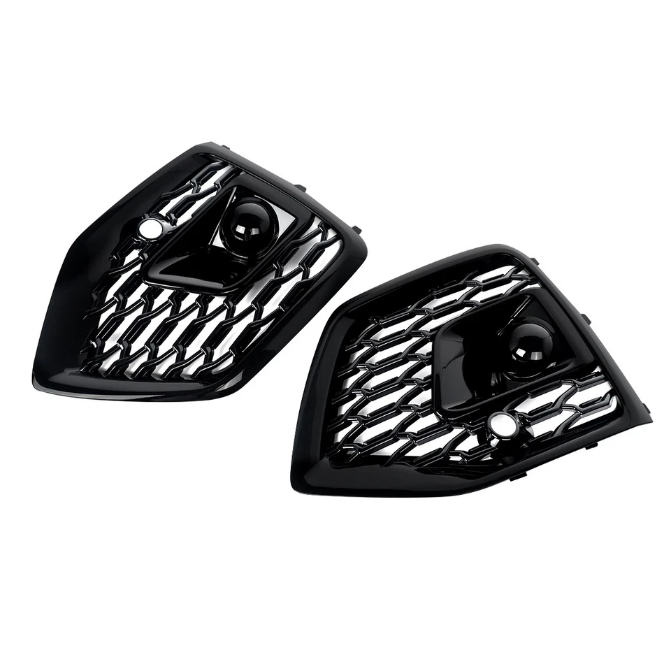 For 2021-2025 Audi Q5 SQ5 Front Fog Light ABS Gloss Black Honeycomb Grille Cover - Изображение 3 из 4