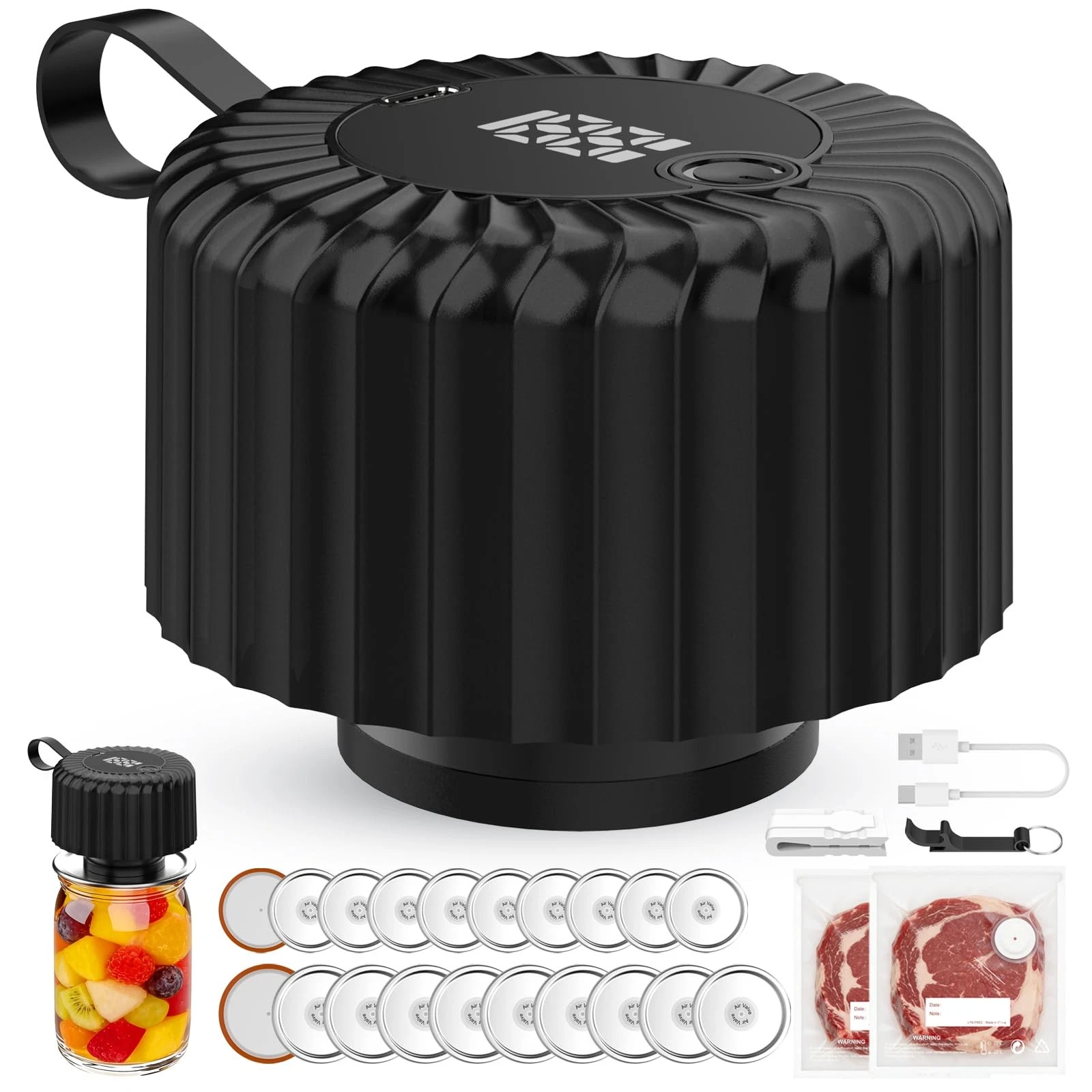 Upgraded Electric Mason Jar Vacuum Sealer Kit For Wide & Regular Mouth Jars, ...