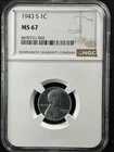 1943-S 1C  Lincoln Wheat One Cent NGC MS67   8699721-002