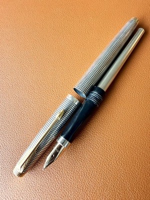 Vintage PARKER 75 Sterling Silver Fountain Pen Fine Nib USA Cisele