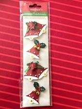 BEAUTIFUL JINGLE BELLS HOLLY POINSETTIA 3D STICKERS LITTLE BIRDIE FREE SHIPPING