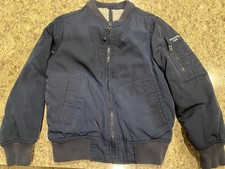 Abercrombie Kids Bomber Jacket Navy Boys Zip Fleece Lined Size 7/8