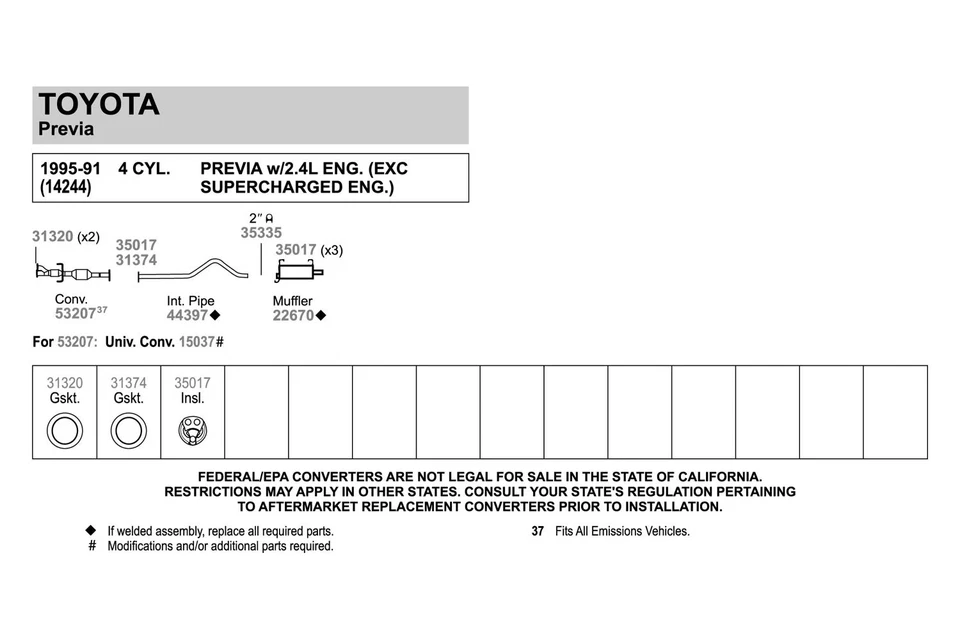 For Toyota Tacoma 99-04 Exhaust Manifold Flange Gasket Fiber & Metal Laminate Foto 4 de 4