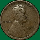 1922-D Lincoln Wheat Cent Fine F Coin, Spots #34830
