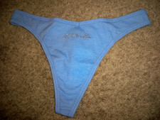 VICTORIAS SECRET THONG DIAMENTES SPARKLE BLUE RIBBED LARGE  NEW