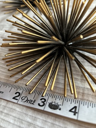 Retro 3 pc Set Gold Black 3D Metal Atomic Starburst Wall Shelf Decor Sea Urchin - Picture 7 of 16