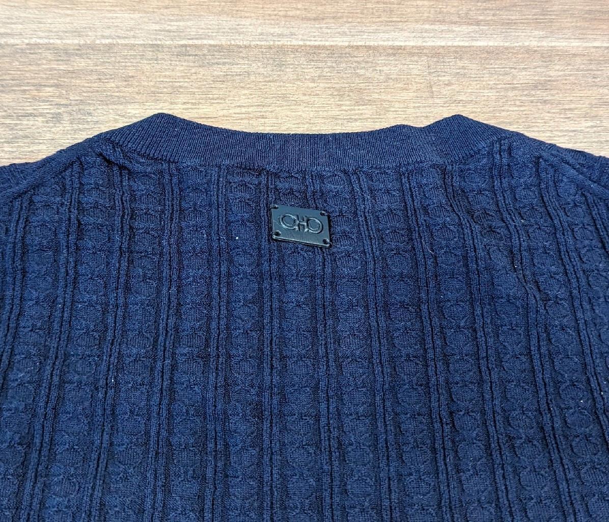 【送料&関税込】Ferragamo Midnight Blue Wool Blend Sweater $1450 Mens Salvatore Ferragamo Gancini Jacquard Wool Blend