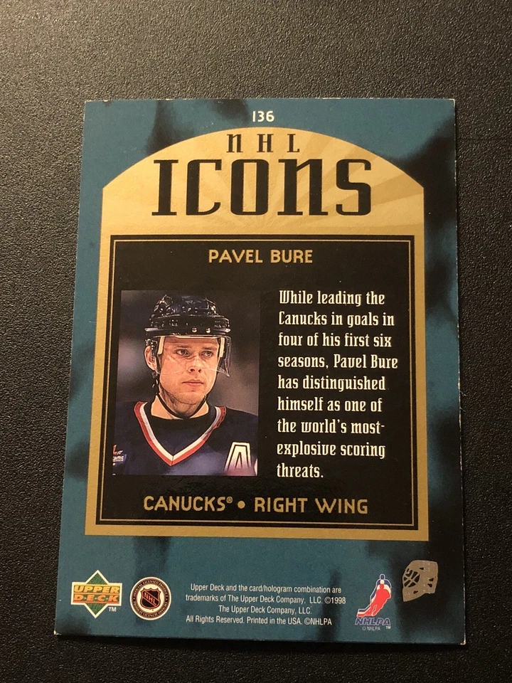1997-98 SP Authentic NHL Icons Pavel Bure #I36 HOF - Image 2 of 2