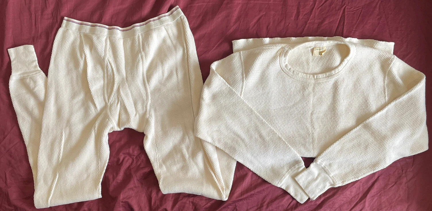 Vtg St Johns Bay Men’s LARGE Thermal Under Shirt & Pants MADE IN USA Base Layers