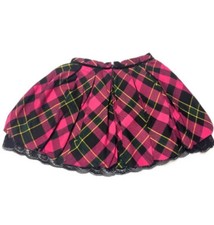 The Childrens Place Girls Skirt Pink Black Plaid Sz 6/7 Holiday Christmas New S