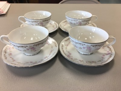 Rose China　食器　12枚セット Halsey China Rose Chintz Dessert Tea Cups PLATES Set Four C75 | eBay
