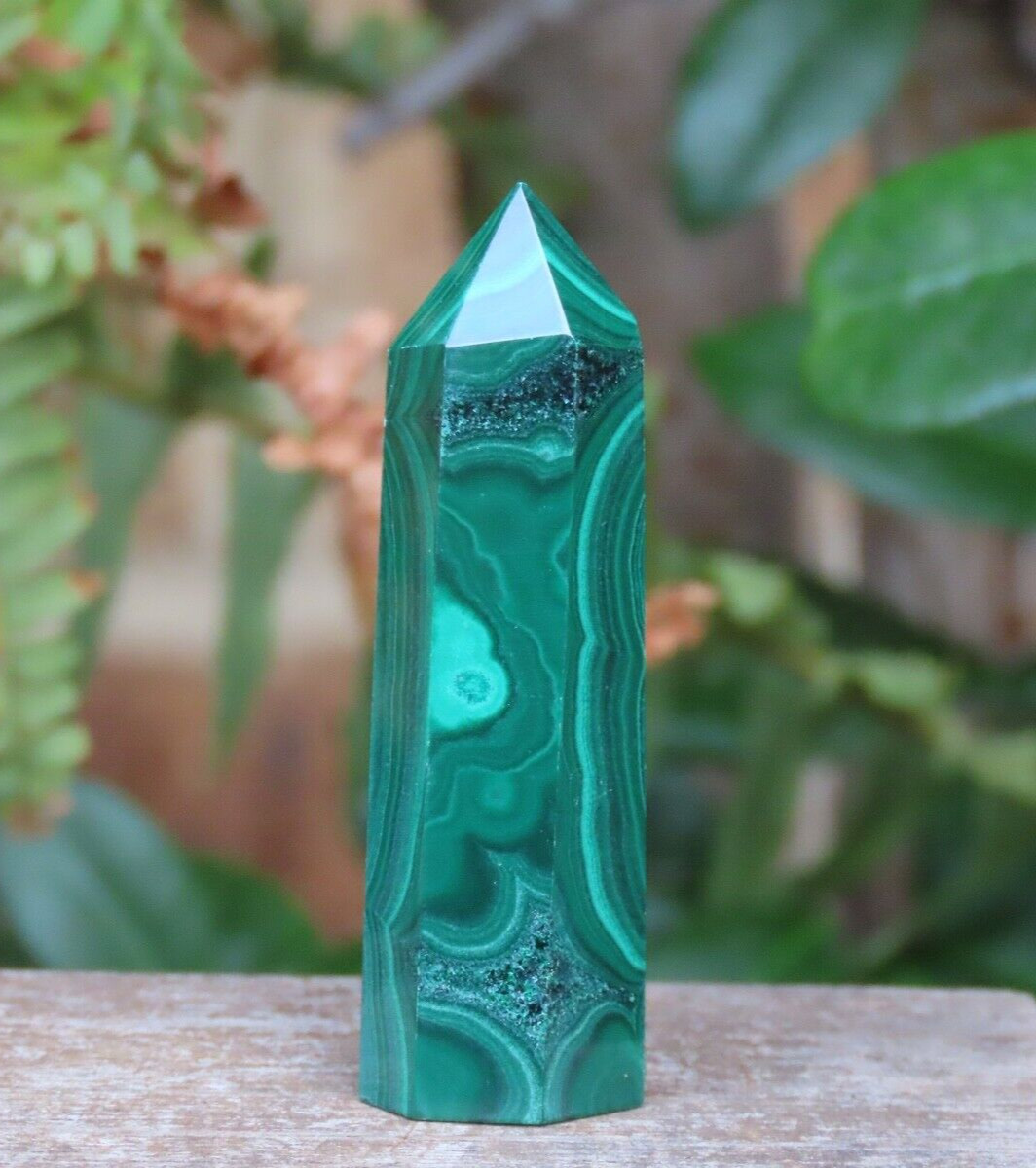 Amazing Green Malachite Crystal Generator Point 40 Grams 60mm Tall