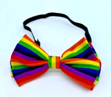 Rainbow Pride Bow Tie Unisex Adult One Size Adjustable Elastic Neck Band LGBTQ