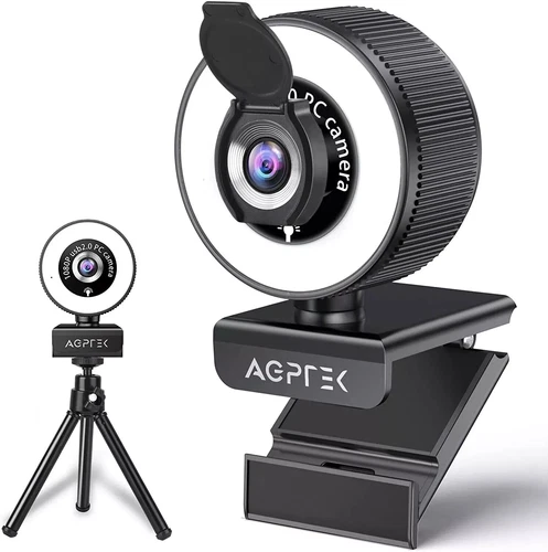 AGPTEK WEBCAM CON LUCE 1080P FULL HD AC10 USB WEB CAMERA PER PC DESKTOP LAPTOP