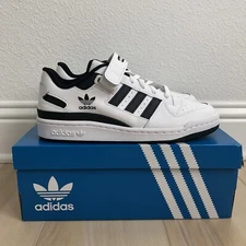 New Adidas Original Forum Low Lifestyle Sneakers White Black Mens Shoes Size 9.5
