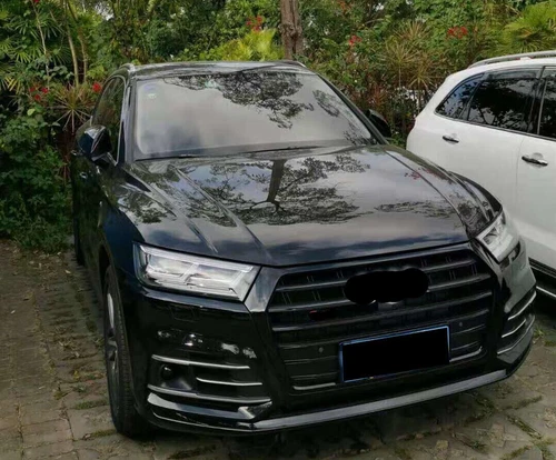 For Audi Q5 SQ5 2018 2021 Front bumper Upper Black Grille Grill & Fog Lmp Bars - Picture 4 of 6