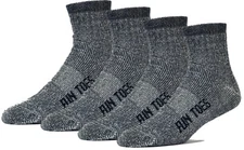 FUN TOES Men's Wool Ankle Socks 4 Pairs Arch Support Winter Cushioned Hiking