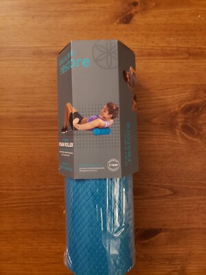 Gaiam Restore Foam Roller Compact 12'' Foam - Travel Size Textured Teal Blue