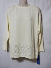 NWTS VINTAGE SAVION SWEATER SIZE 12 USA MADE LONG SLEEVE SHOULDER PADS IVORY
