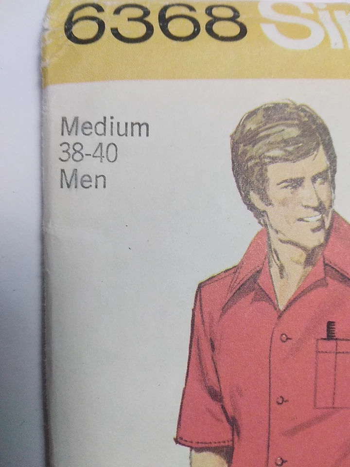 Shirt Sports Mens M 38 40 Simplicity 6368 Sewing Pattern FF VTG Jiffy Easy Fast - Image 2 of 4