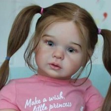 28" Finished Reborn Baby Doll Alin Toddler Girl Rooted Long Hair Cloth Body Gift