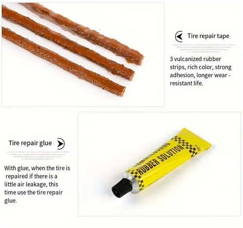 Car Tire Repair Tool,Motorcycle Tubeless Wheel Tire Repair Kit,Puncture Plug,Rub - Foto 4 di 8