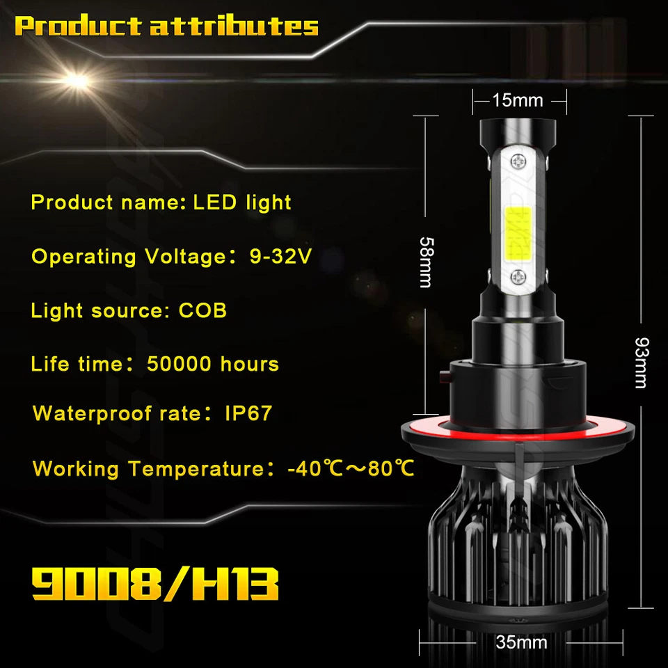 Para For Dodge Dakota 2005-2009 6000K LED faro Hi / Lo + Kit de luz antiniebla - Image 4 of 4