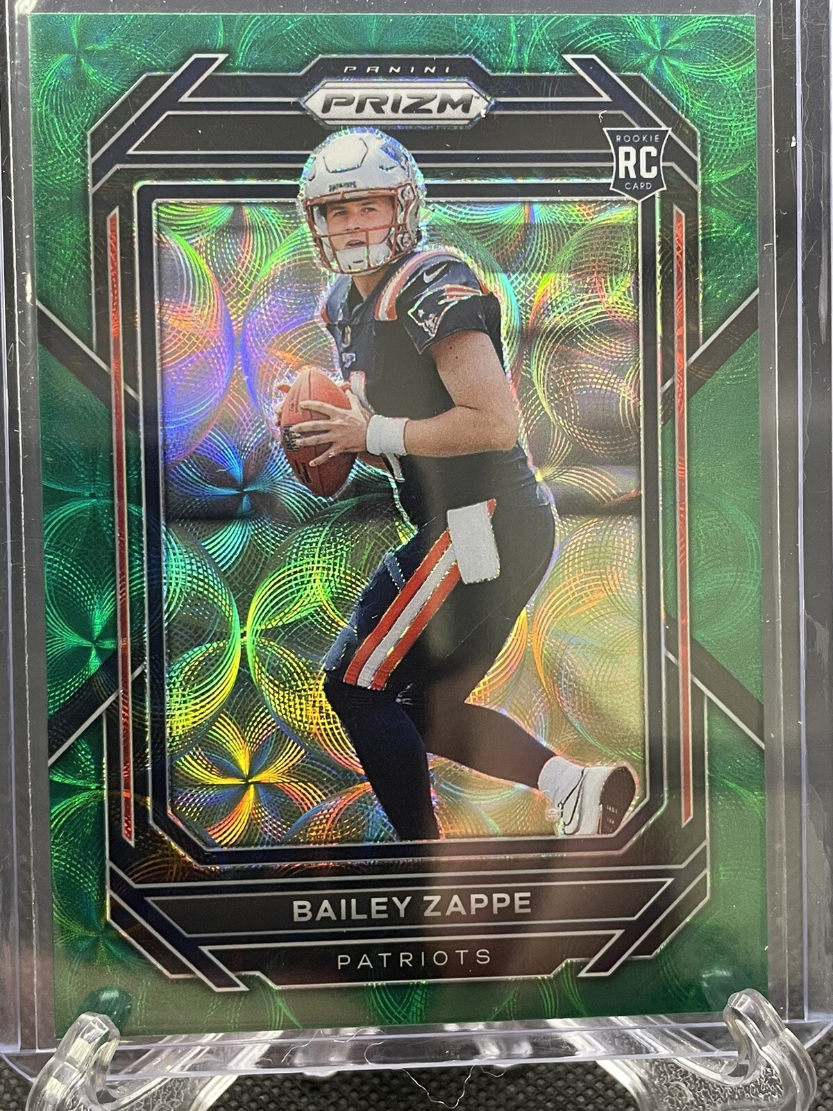 Bailey Zappe 2022 Prizm Football Green Scope Prizm 35/75Â Patriots Rookie #305