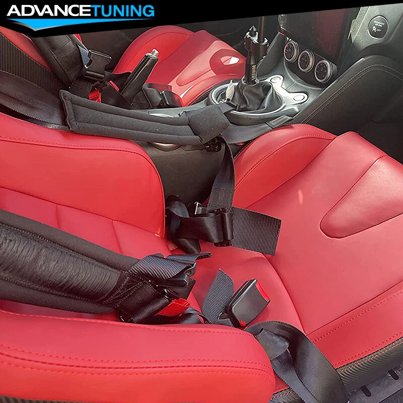 Reclinable Pair Racing Seats + Dual Sliders Red PU & Carbon Leather Foto 2 de 4