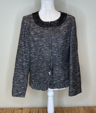 Chico  s women  s open front Tweed Blazer jacket size 1 black C12