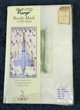 Image of RAPPORT VISAGE pencil pleat GRANADA LEAF/SQUARE CURTAINS cream/green 46x72" BNIP