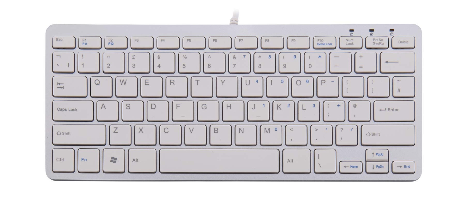 R-Go Tools R-Go Tastiera Compatta, QWERTY (UK), bianco, cablata Compatto. QWERTY