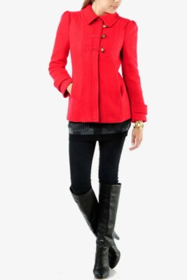 NWT Juicy Couture Cherry Brushed Wool Toggle Coat Jacket Small Medium