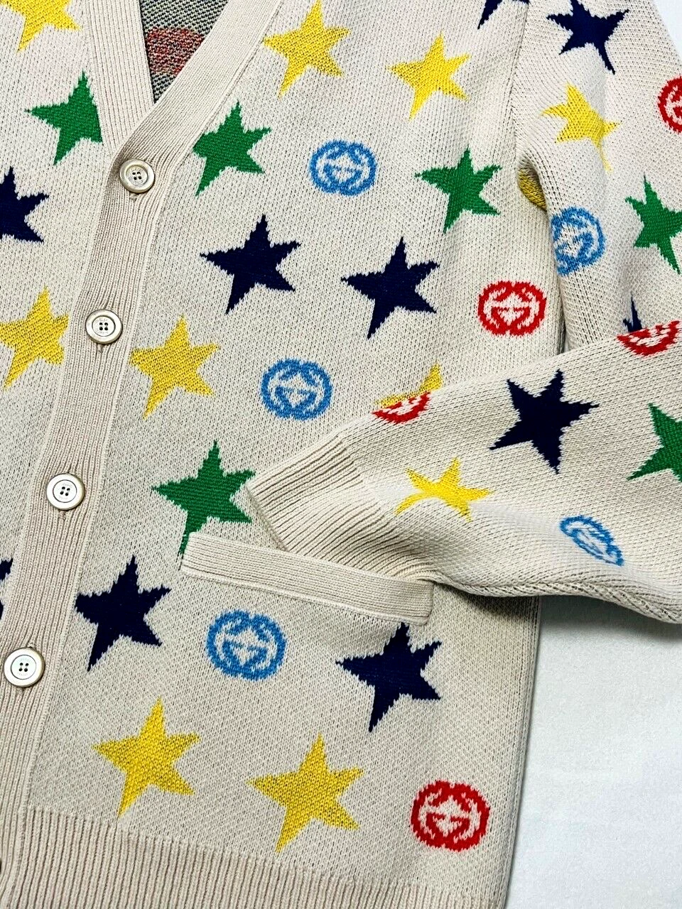 GUCCI Cardigan GG Lana Stella ad incastro