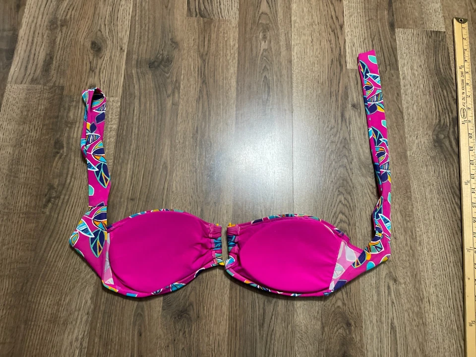 Top de traje de baño Aerie, mediano para mujer, rosa azul naranja verde, corbata sin tirantes Foto 2 de 4