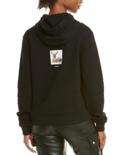 NEW BURBERRY LADIES BLACK COTTON HOODIE SWEATSHIRT M - Picture 2 of 3