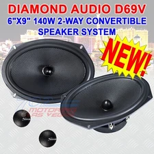 DIAMOND AUDIO D69V 6X9" 70W RMS D SERIES 2-WAY CONVERTIBLE SPEAKER SYSTEM NEW!