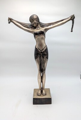 GROSSE CASA PADRINO ''DIE BAUCHTÄNZERIN'' BRONZESTATUE BRONZESOCKEL FIGUR 21''H