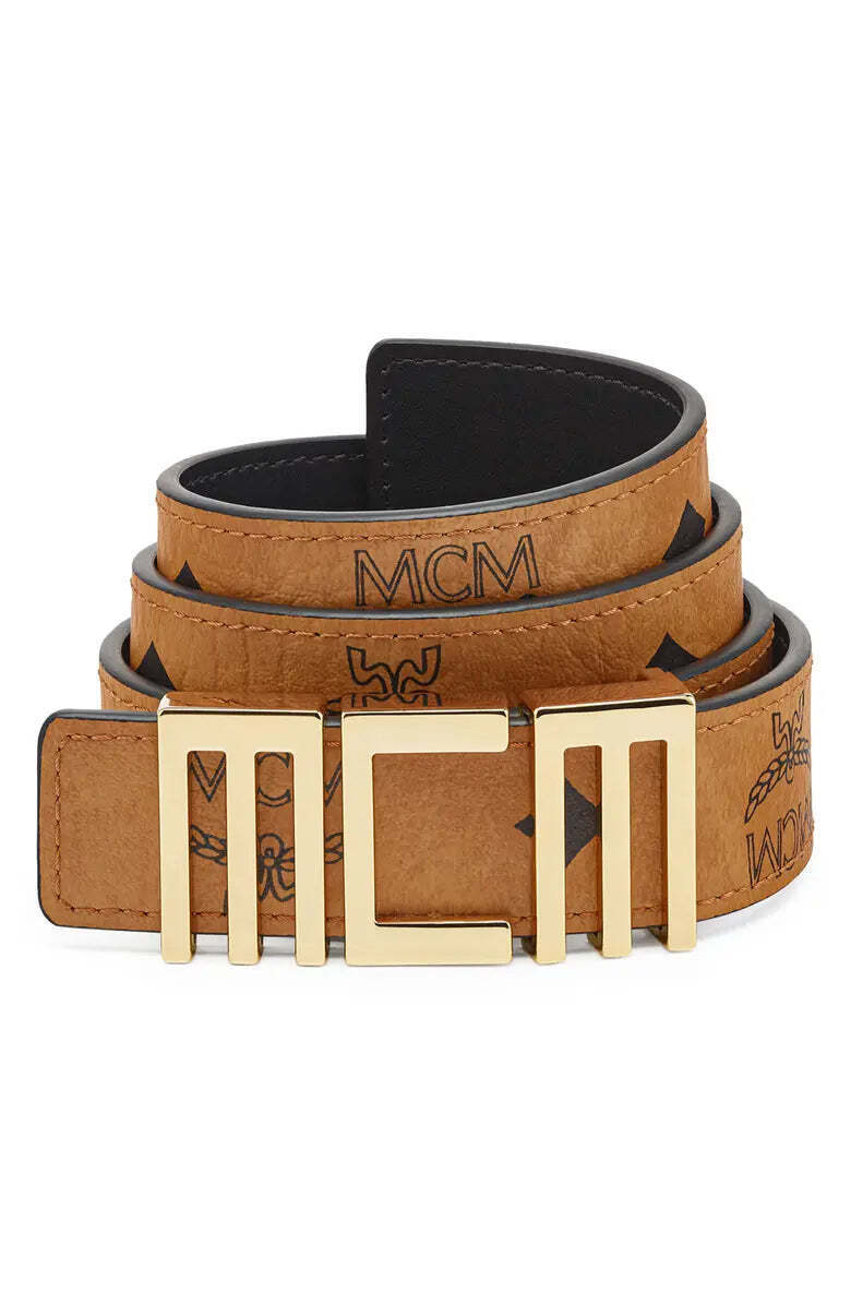 MCM Size L Tan Black Burgundy Monogram Leather Reversible Belt – Sui  Generis Designer Consignment