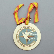 Spain, Antique Medal. Pigeon Keeping. V Congreso Internacional Colombofilo 1955.