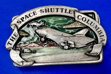Space Shuttle Columbia NASA Maiden Voyage Silver Tone 1982 Bergamot Belt Buckle