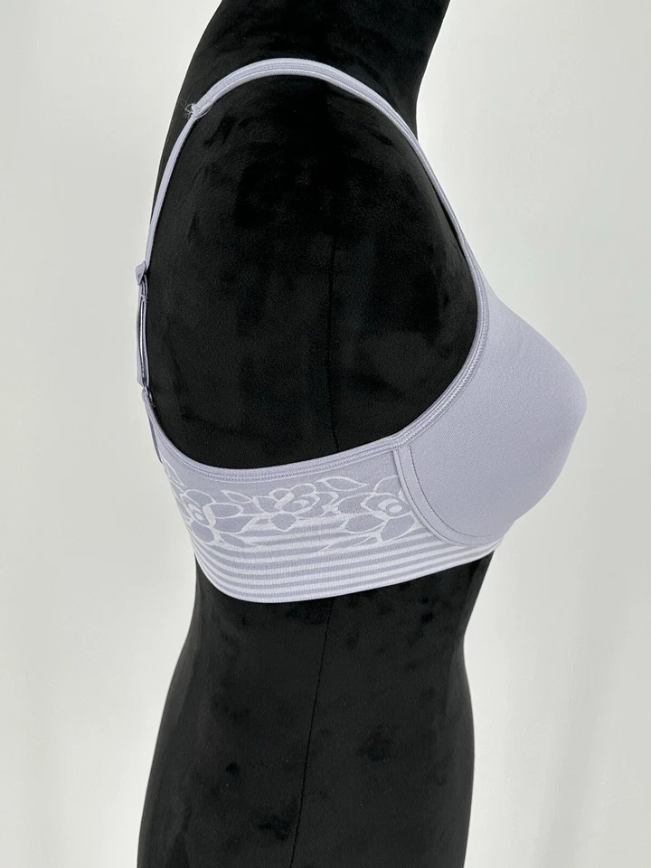 NEW Breezies Women’s 36B Floral Stripe Seamless Wirefree T-Shirt Bra Wisteria￼ - Image 2 of 4