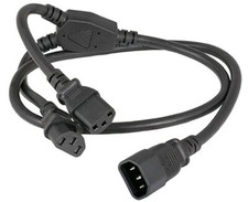 3FT Power Y Splitter Cord with 1 C14 Male Plug To 2 Of IEC320 C13 Female
