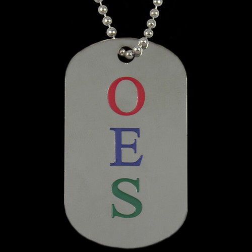 OES Silver Double-Sided Dog Tag W/Chain Necklace - Eastern Star SILVER Tone Tags - Picture 2 of 8