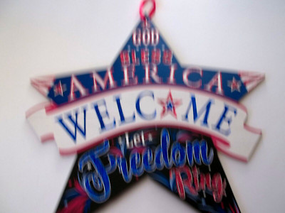 GOD BLESS AMERICA Welcome Home DECOR SIGN