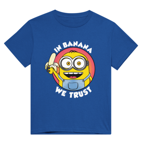 T-shirt divertente cartone animato In banana we trust minion maglietta Kevin the minion magliette - Foto 1 di 4