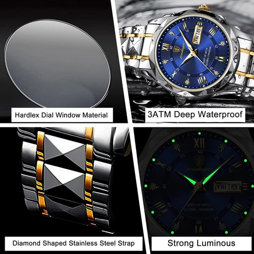 Men Watch Waterproof Stainless Steel Quartz Classic Luminous Business Wristwatch - Picture 9 of 18
