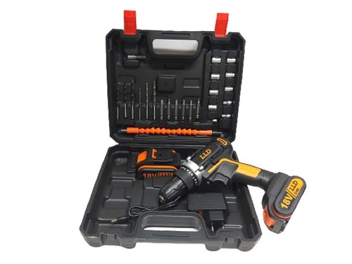 Trapano avvitatore doppia batteria a litio 18V + valigetta e 24 accessori - Foto 2 di 11