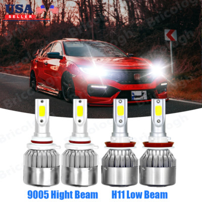 For 2016-2021 Honda Civic LED Headlight Bulbs H11 9005 Fit Sedan Coupe Hatchback