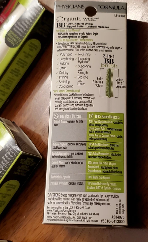 Physicians Formula Organic Wear BB Mascara 6413 Ultra Black NIB (Lot of 5) NEW - Image 3 of 4